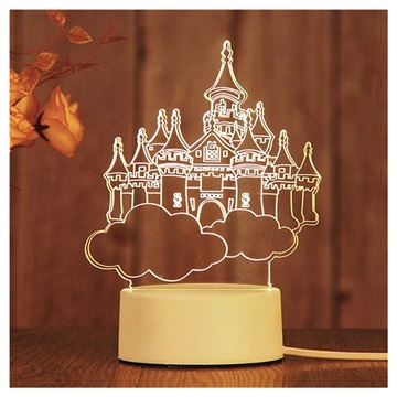 Kreatívna akrylová 3D vizuálna LED nočná lampa - hrad