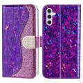Croco Bling Series Samsung Galaxy A14/A14 5G Puzdro do Peňaženky - Fialová