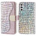 Croco Bling Series Samsung Galaxy A14/A14 5G Puzdro do Peňaženky - Ružové zlato