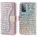 Séria Croco Bling Series Samsung Galaxy A52 5G, Galaxy A52S Wallet Case - Rose Gold