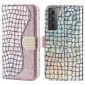 Séria Croco Bling Series Samsung Galaxy S21 Fe 5G Pase Wallet - Rose Gold