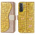 Séria Croco Bling Series Samsung Galaxy S22 5G Case Case - Gold