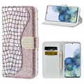 Croco Bling Samsung Galaxy S21+ 5G Pase Wallet - Rose Gold