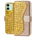 Croco Bling iPhone 11 Pase Wallet - Gold