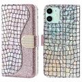 Croco Bling Series iPhone 13 Mini Wallet Case - Rose Gold