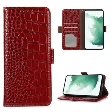 Kožené Puzdro na Peňaženku Crocodile Huawei Mate 50 Pro s RFID - Červená