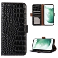 Kožené Puzdro na Peňaženku Crocodile Huawei Mate 50 Pro s RFID - Čierne