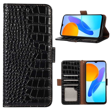 Crocodile Séria Honor X8 Kožené Puzdro na Peňaženku s RFID - Čierne