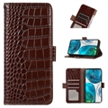 Crocodile Séria Motorola Moto G73 Kožené Puzdro na Peňaženku s RFID