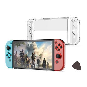 DOBE TNS-1133B Odnímateľné priehľadné ochranné puzdro 3 v 1 pre Nintendo Switch OLED Ľavá/pravá rukoväť Hostiteľ