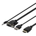 Deltaco VGA to HDMI Adapter Cable with Audio - 2m
