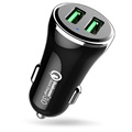 Dual -Port Quick Charge 3,0 nabíjačka automobilu 36W - čierna