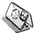 Obojstranné tvrdené sklo + magnetický kovový rám proti pádu pre iPhone 15 Kompatibilný s krytom telefónu MagSafe so zámkom spony