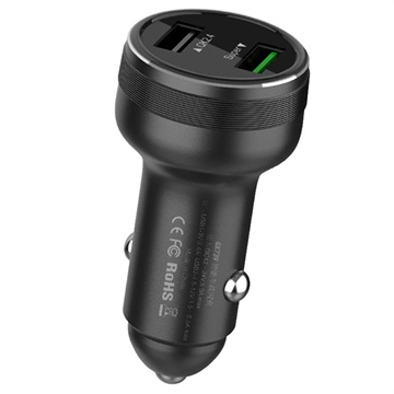 Dual USB Warp Car Charger GX739 - 65W - Čierna