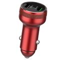 Dual USB Warp Car Charger GX739 - 65W - červená