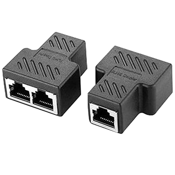 Ethernet RJ45 Rozbočovací Adaptér 1x2 - Čierna