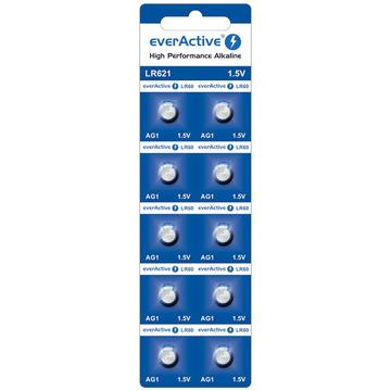 EverActive AG1 LR621/LR60 Alkaline Button Cell Batteries - 10 Pcs.
