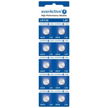 EverActive AG10 LR1130/LR54 Alkaline Button Cell Batteries - 10 Pcs.
