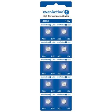 EverActive AG3 LR736/LR41 Alkaline Button Cell Batteries - 10 Pcs.
