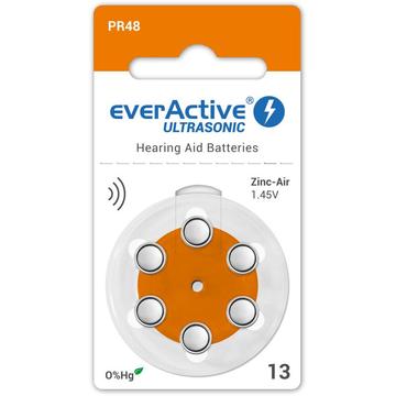 EverActive Ultrasonic 13/PR48 Hearing Aid Batteries - 6 Pcs.