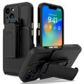 Hybridné Puzdro iPhone 14 Plus s Klipom Pásu Séria Explorer - Čierny