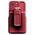 Hybridné Puzdro iPhone 14 s Klipom Pásu Séria Explorer - Červená