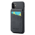 Hybridné puzdro iPhone 11 Fierre Shann Coated s držiakom na kartu a stojanom – Čierne