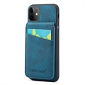 Hybridné puzdro iPhone 11 Fierre Shann Coated s držiakom na kartu a stojanom – Modrá