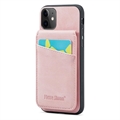 Hybridné puzdro iPhone 11 Fierre Shann Coated s držiakom na kartu a stojanom – Ružová