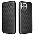 Honor X8 Flip Case - uhlíkové vlákno - čierna