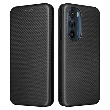 Motorola Edge X30 Flip Case - uhlíkové vlákno - čierna
