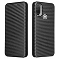 Motorola Moto E20 Flip Case - uhlíkové vlákno - čierna