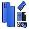 Motorola Moto G51 5G Flip Case - uhlíkové vlákno - modrá