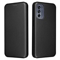 Motorola Moto G62 5G Flip Case - Uhlíkové Vlákno - Čierna