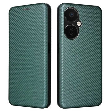 OnePlus Nord CE 3 Lite/N30 Preklopný Puzdro - Uhlíkové Vlákno - Zelená