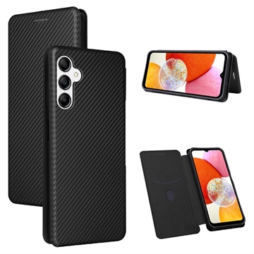 Samsung Galaxy A14/A14 5G Flipové Puzdro - Uhlíkové Vlákno - Čierna
