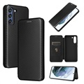 Samsung Galaxy S21 Fe 5G Flip Case - uhlíková vlákna - čierna
