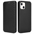 iPhone 13 Mini Flip Case - uhlíkové vlákno - čierna