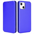 iPhone 13 Mini Flip Case - uhlíkové vlákno - modrá