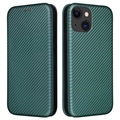 iPhone 15 Preklopný Puzdro - Uhlíkové Vlákno - Zelená