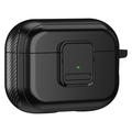 Apple AirPods Pro 2 Magnetické nabíjacie puzdro na slúchadlá TPU Puzdro s prackou a karabínou - čierne