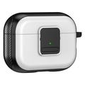 Apple AirPods Pro 2 Magnetické nabíjacie puzdro na slúchadlá TPU Puzdro na sponu s karabínou - čierne / biele