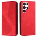 Business Style Samsung Galaxy S23 Ultra 5G Puzdro na Peňaženku - Červená