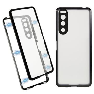 Sony Xperia 5 IV Magnetické Puzdro so Zadnou Stranou z Tvrdeného Skla