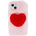 Plush Heart iPhone 14 TPU Puzdro - Ružová