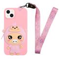 Cartoon Design iPhone 14 Plus TPU Puzdro s Vreckom na Zips