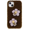  TPU puzdro Fluffy Flower Series iPhone 14 Plus - Hnedá