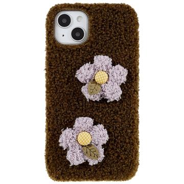  TPU puzdro Fluffy Flower Series iPhone 14 Plus - Hnedá