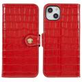 Kožené Puzdro do Peňaženky iPhone 14 Plus - Crocodile