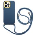 iPhone 14 Pro Max 360 Hybridné Puzdro so Šnúrkou - Modrá